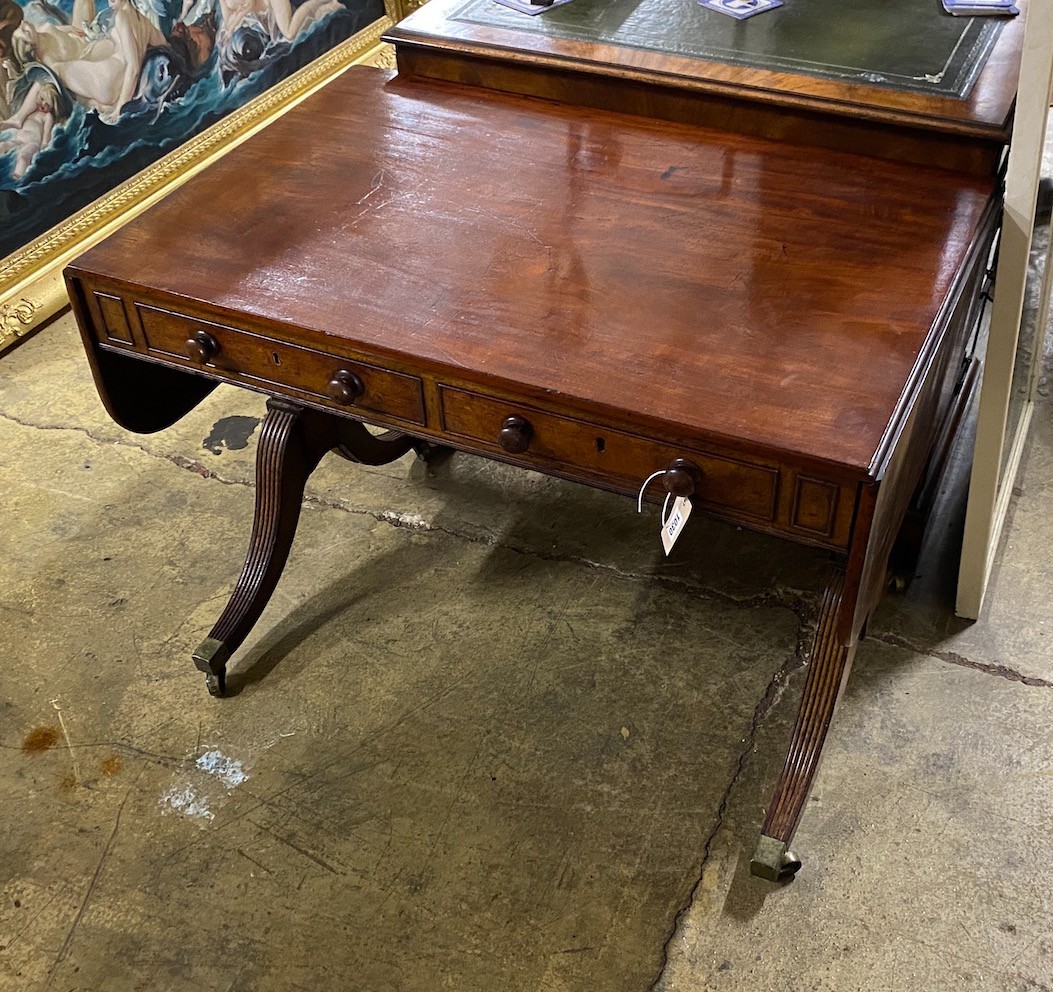 A Regency and later mahogany sofa table, width 96cm, depth 64cm, height 72cm